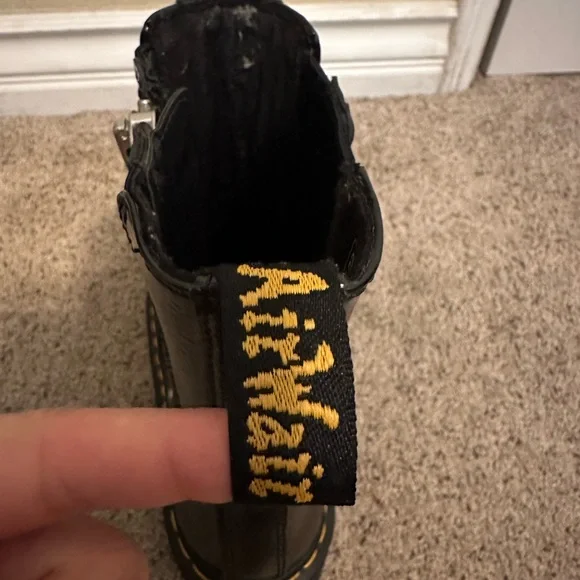 Dr. Martens Platform Black Boots with Yellow Stitching - Picture 9 of 10